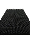 Top Shelf Egg Crate Foam Soundproof Panels High Density Fireproof Wall Acoustics 48 X 24 X 2 Inches Black Noise Blocking Foam viewed from the side.