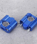 Blue 22mm and 28mm handlebar mount clamps riser adapter, CNC aluminum, durable, no drill installation, fits most bars.