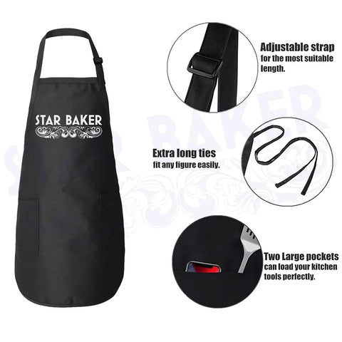 Star Baker Apron For Amateur Bakers A Fun Kitchen Apron Inspired By Baking Show Vibes With Drawstring Closure pockets