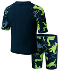Boys Swim Set With UPF50 Long Sleeve Zip Rash Guard And Quick Dry Trunks 4 Way Stretch Beachwear For Swim Lessons Water Park And Beach Ages 4 To 12 Black