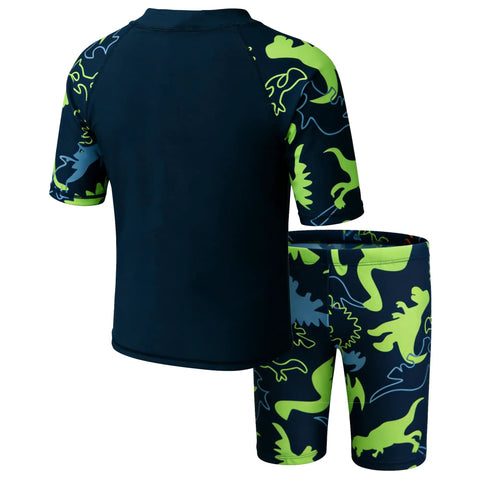 Boys Swim Set With UPF50 Long Sleeve Zip Rash Guard And Quick Dry Trunks 4 Way Stretch Beachwear For Swim Lessons Water Park And Beach Ages 4 To 12 Black