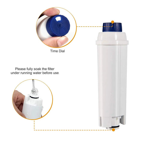 Coffee Machine Water Filter With Activated Carbon Softener For DeLonghi, Compatible With ECAM Esam ETAM BCO, focus on filter and soaking