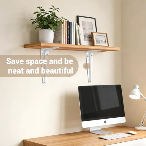 Built Tough Heavy Duty Metal Floating Shelf Brackets 8 By 10 Inch White L Shaped Shelf Supports in home office setup