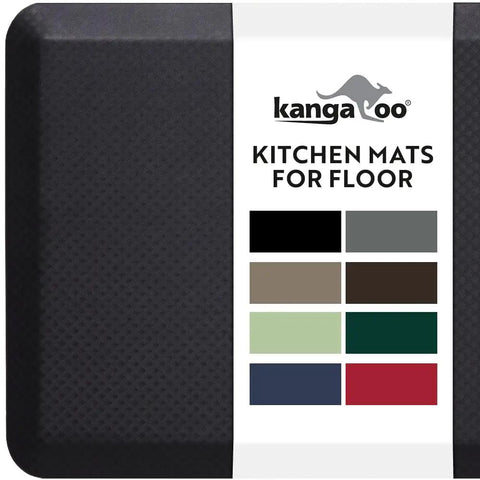 Thick Ergonomic Anti Fatigue Kitchen Mats With Cushioned All Day Support For Standing Desk And Food Prep, Waterproof Scratch Resistant Top, Padded Foam Rug, 17 By 24 Inches, Black