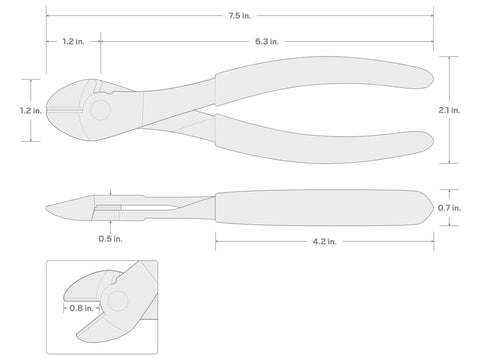 Diagram of 7 Inch Diagonal Cutting Pliers For Copper Aluminum And Soft Steel Wire With Induction Hardened Blades For Superior Durability