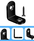 50 Pack Straight Up Tough Stainless Steel L Brackets Right Angle Heavy Duty Mounting Hardware With Screws For Wood Furniture Shelves And Wall Support Go To Reinforcement with black screw included.