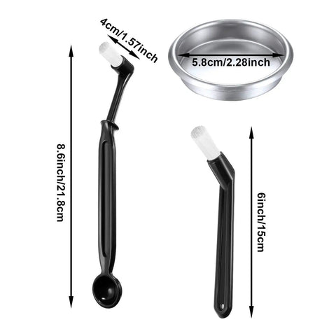 Coffee Machine Cleaning Brush Set With Spoon And 58 Mm Stainless Back Flush Insert Metal Blind Filter 4 Piece Kit
