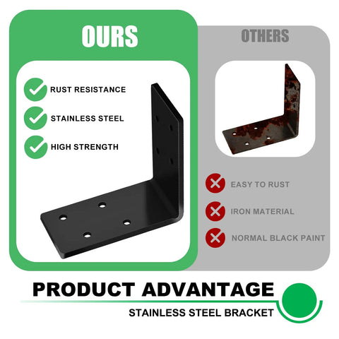 Flex Free Heavy Duty L Brackets 12 Pack 3x3 Inch Corner Angle Braces Black Metal Supports For Wood Shelves Beds Chairs Indoor Outdoor Diy Projects Tough As Nails Hardware Essentials, showing rust-resistant black bracket.