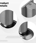 Super Heavy Duty Invisible Door Stopper With Strong Adhesive Or Screws For Solid Steel Zinc Alloy Hold Keeps Bedroom Doors Locked In Place Without Drilling Holes And Looks Sleek With Brushed Nickel Finish close-up product details showing brushed nickel finish and dual mount design.