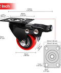 2 Inch Heavy Duty Caster Wheel with Dual Brakes; polyurethane material; used for smooth mobility with 150 lb capacity each.