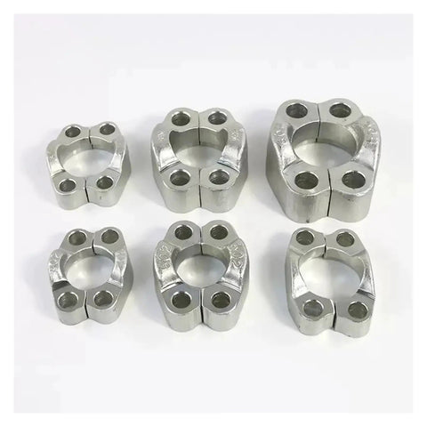 Top Notch Split Hydraulic Flange Fitting SAE Standard Fits F38 To F54 Specs Ideal For High Pressure Hydraulics And Workshop Jobs Quick Install Fixes Leaks Efficiency Saves Big Bucks Work Gear Trucks Rigs Today Ready To Go Fast Now. six-piece split hydraulic flange fittings, silver steel, SAE sizes