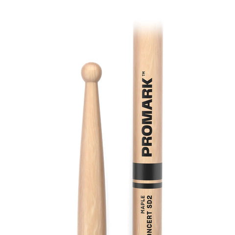 Maple SD2 Wood Tip Drum Sticks For Concert Orchestral And Drum Set Use Ultra Light With Small Neck For Precise Control On Soft Passages And Live Jams Great For Players Seeking Smooth Feel., maple wood tip drum sticks close-up