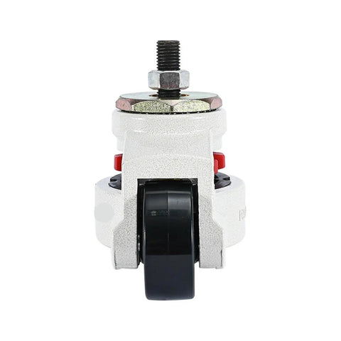 Built Tough 4 Pack Leveling Casters Featuring Nylon Wheels Paired With Nbr Pads for rolling with durable black wheels and white stem mount.