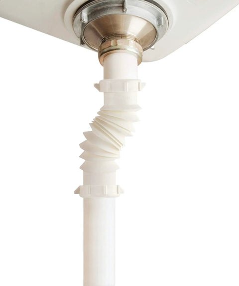 Flexible Extension Plumbing Coupling For 1.5 Or 1.25 Inch Inlets With Reducer Washer White Polypropylene under sink installation