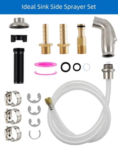 Versatile Kitchen Sink Side Sprayer With Quick Connector 1/4 Inch Female Thread Hose Fitting Brushed Nickel Finish Compatible