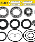Honda Rear Differential Bearings Seals Kit For FourTrax 300 TRX300 TRX300FW 1988-2000 with 3 bearings, 3 O-rings, 4 oil seals