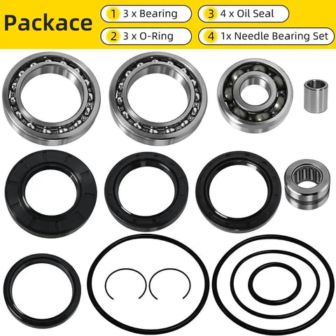 Honda Rear Differential Bearings Seals Kit For FourTrax 300 TRX300 TRX300FW 1988-2000 with 3 bearings, 3 O-rings, 4 oil seals