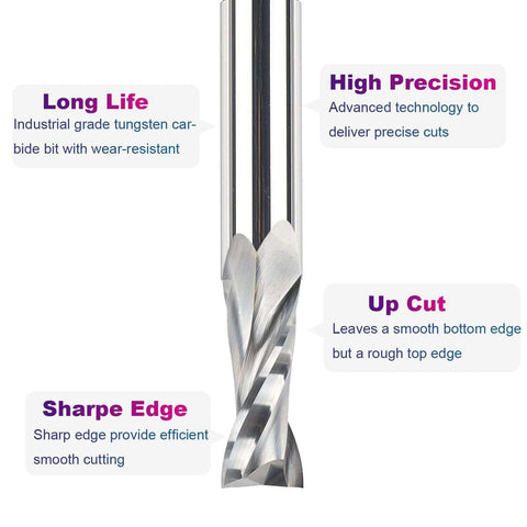 SpeTool upcut spiral CNC router bit, 1/2 in shank, 1/2 in cutting diameter, solid carbide