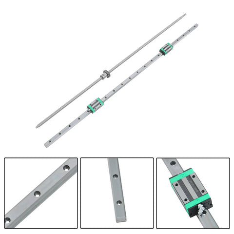 CNC Ball Screw And Linear Rail Kit With SFU1605 1200mm Set Two HGR20 1200mm Rails and carriages displayed on white background