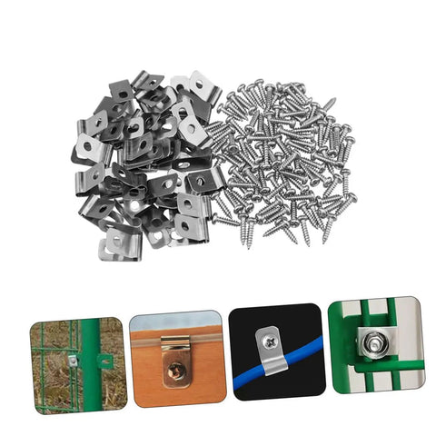 Beefy Heavy Duty Stainless Steel Wire Clips For Garden Fence And Wire Fencing Quick Assembly And Removal Clamps with screws