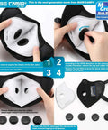 Cross Back Dust Mask With Six Activated Carbon Filters For Woodworking Construction Sanding Gardening And Sawing Reusable Breathable Comfy Safety Gear With Dual Quick Release Straps assembly instructions