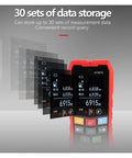 Compact Grab And Go Four In One Wall Scanner displaying measurement data storage options up to 30 sets, lightweight design.