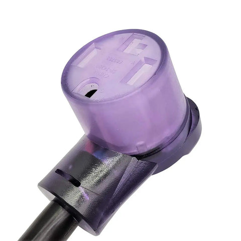 Close-up of lighted female receptacle on Heavy Duty 4 Prong 14-30 Extension Cord for Dryer or EV Charger, UL Listed, 30A 250V, 36 Foot.