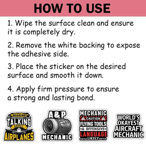 Aircraft Mechanic Sticker Pack Dope 15 Pcs 3x3 Inch Waterproof Vinyl Decals for Cars Laptops Helmets Toolboxes Notebooks And More