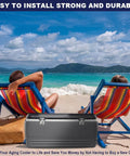 Stainless Steel Cooler Hinge And Latch Set Replacement Parts Kit For Ice Chests on a beach with two people relaxing