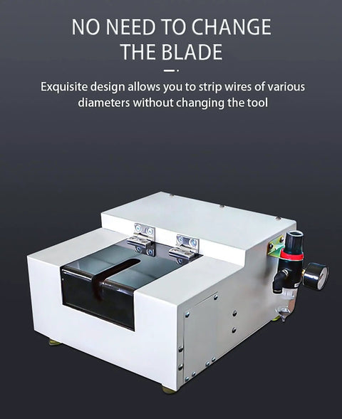 Heavy Duty Pneumatic Wire Stripping Machine With Foot Switch For Scrap Electrical Recycling Strip 2.5 To 35 Mm² Cable No Blade Change Needed, showcasing auto wire stripping design.