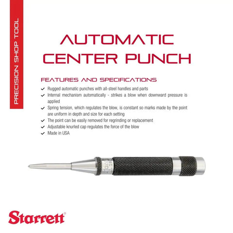 Automatic Center Punch With Hardened Steel Construction, Built Tough Heavy Duty Center Punch For Metalworking And Woodworking.