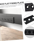 Track Splicing Metal Joint Plate For Barn Door Track, flat bracket connector, carbon steel, shown installed on wall.