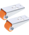 Heavy Duty Sliding Door Track Wheels Two Pack Nylon And Galvanized Steel Caster Rollers For Wooden Barn Wardrobe Doors, close-up view.