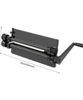Bead Roller Machine For Sheet Metal Hand Crank 12 Inch Roller With 6 Dies shown in black metal with gear drive and measurements