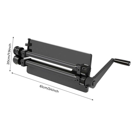 Bead Roller Machine For Sheet Metal Hand Crank 12 Inch Roller With 6 Dies shown in black metal with gear drive and measurements
