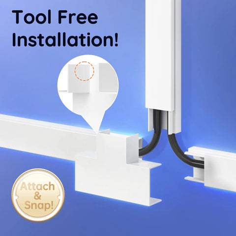 236 Inch Wall Cable Hider Kit For TVs Easy DIY Wire Concealer Raceway With Tape Or Screws Keeps Cables Neat Behind Your Mounted TV White Finish