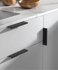 10 Pack Black Edge Finger Pull Cabinet Handles 3 Inch Aluminum Alloy Dresser And Drawer Pulls on modern kitchen drawers