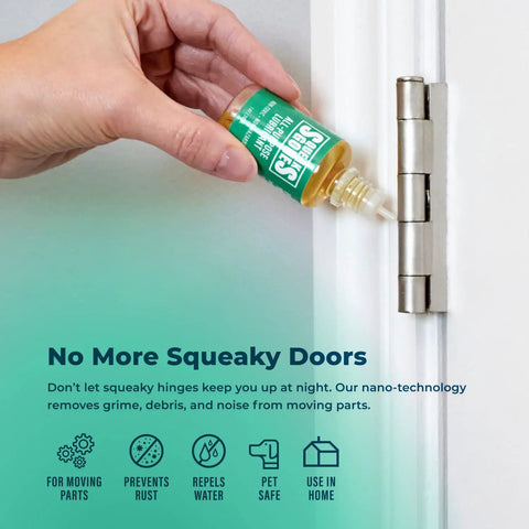 Applying SqueaksGone Lubricant 1 Oz No More Squeaks Penetrating Oil for hinges to eliminate squeaks.