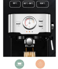 Go Big Or Go Home Daily Grind Semi Automatic Espresso Machine With 20 Bar Pressure clear temp gauge displaying water temperature.