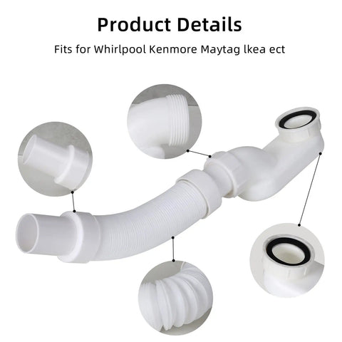 Flexible Freestanding Tub Drain Kit Featuring Slick Low Profile Flat P Trap For Bathtubs And Showers One Point Five Inch Diameter Retractable Hose details.