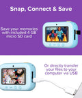 Instant Print Camera For Kids 16MP Inkless Prints With Digital Camera And Fun Frames Selfie Mode And Easy Controls Designed For Ages 3 To 12, blue, with 4GB micro SD and USB transfer