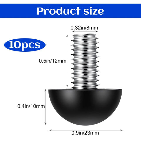 Stainless Steel M8 Adjustable Furniture Leg Levelers Set size dimensions 10pcs with nylon base for tables and chairs