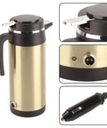 Ride Easy With This Badass 12V Car Electric Kettle Stainless Steel Frame Holding 1000Ml Quick Boil Action Keeps Hot Drinks Flowing Smooth On Long Road Trips close-up of kettle handle and plug details