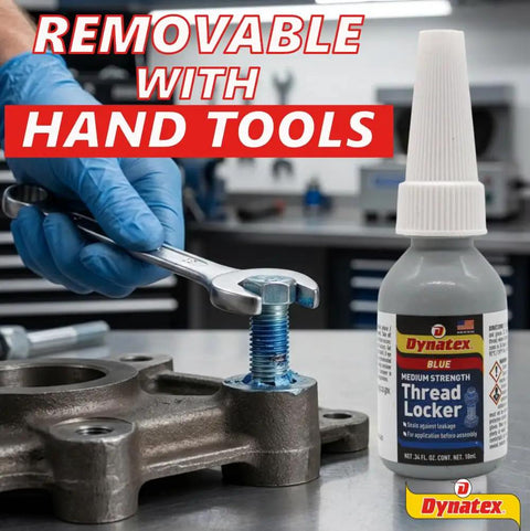 Blue Medium Strength Threadlocker 0.34 Oz Bottle Locks Metal Fasteners Removable With Hand Tools Vibration Resistant