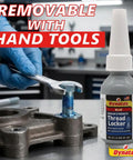 Blue Medium Strength Threadlocker 0.34 Oz Bottle Removable With Hand Tools Locks Metal Fasteners, Resists Vibration And Solvents