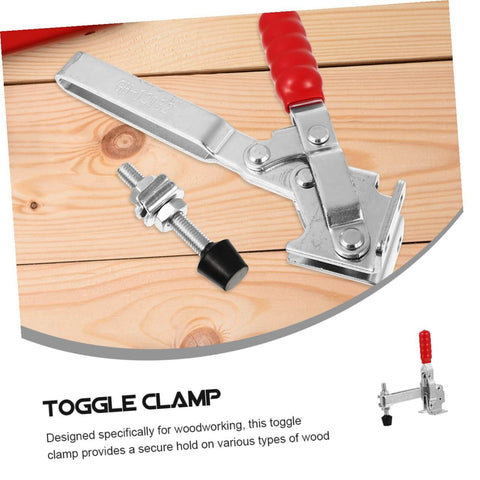 Fixed Toggle Clamp Set With Rubber Tips, Quick Release Woodworking Hold Downs For Workshop Workholding And Welding Fixtures, Iron Construction, Durable 2 Pack