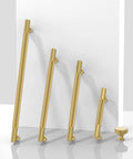 Set of 10 Pack Brushed Gold Knurled Cabinet Pulls 5 Inch 128mm Ideal For Kitchen Cabinets And Drawers displayed with varying sizes.