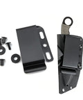 Rugged Metal Knife Sheath Belt Clip Universal Mounting Clip for Kydex Holsters with hardware and sheath displayed