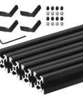 4 Pcs V Slot 2020 Aluminum Extrusion Profile European Standard 350mm X 20mm Anodized Black Linear Rail Frame For 3D Printers CNC DIY For Your Next DIY Build And Rig, with angle brackets and screws