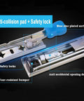 Full Extension Drawer Slides With Lock Ball Bearing Rails, Stainless Steel Heavy Duty, showing anti-collision safety lock.